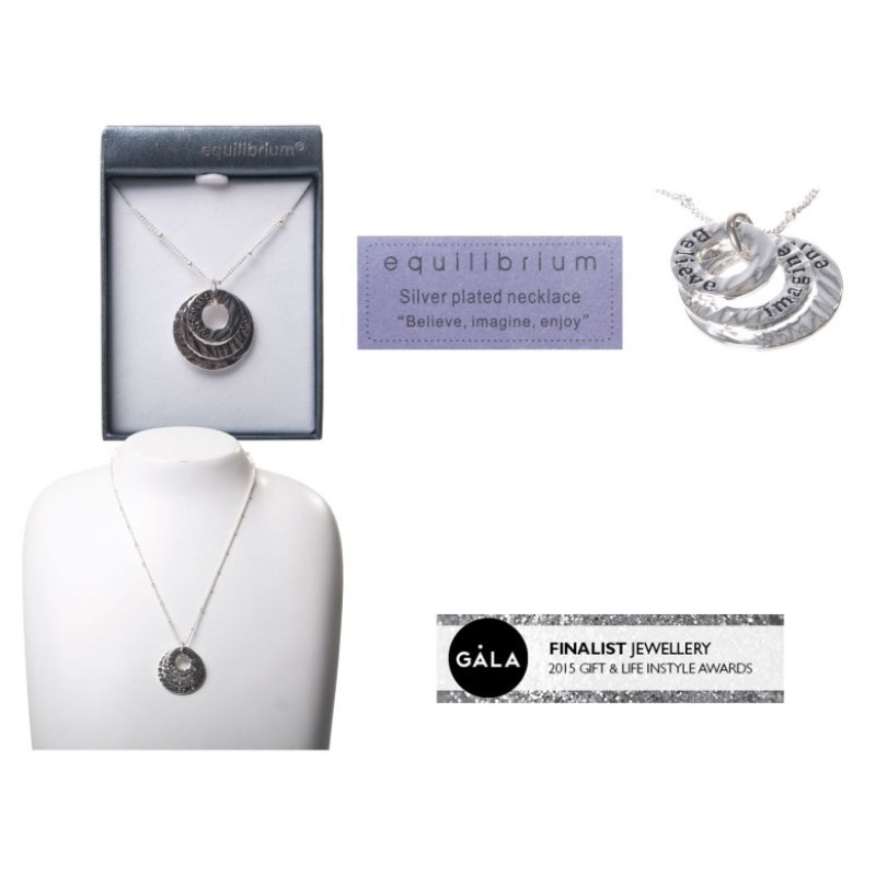 Equilibrium Silver Plated Inspirational Rings Necklace - Believe - My Wish List Gifts