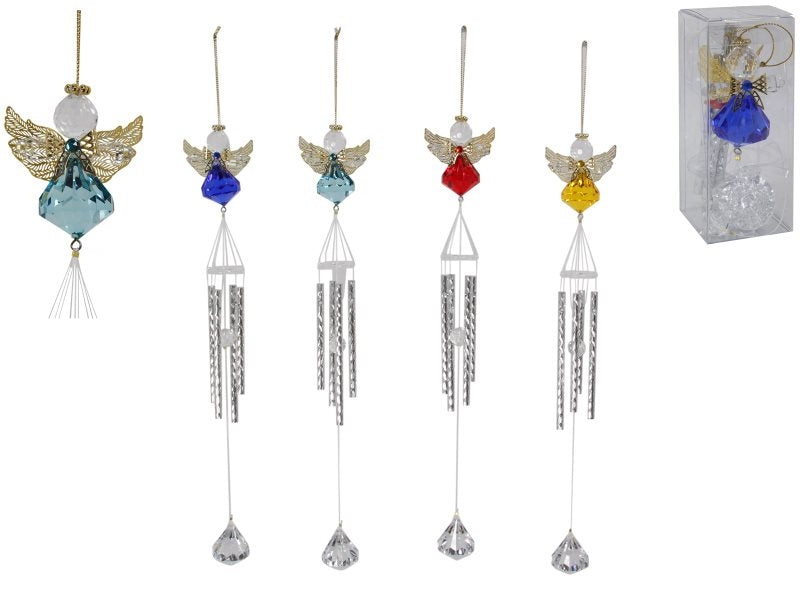 Acrylic Angel & Silver Tube Wind Chime - My Wish List Gifts