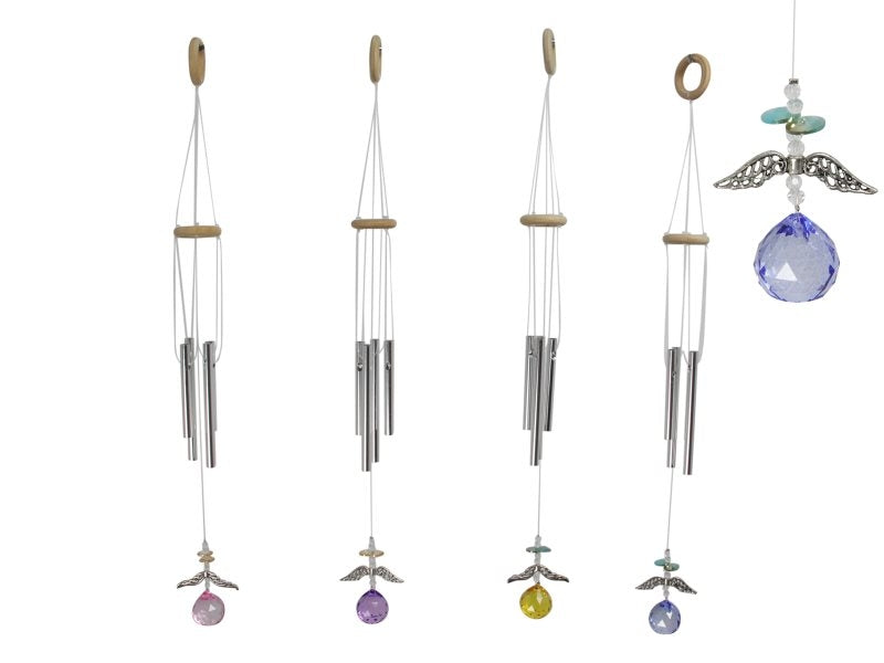 Metal Angel Wings with Crystal Ball Suncatcher & Wind Chime - My Wish List Gifts