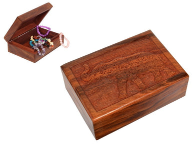 Carved Elephant Wooden Jewellery Box