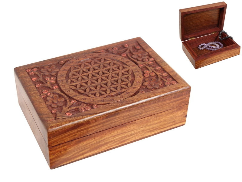 Flower of Life Carved Jewellery Box