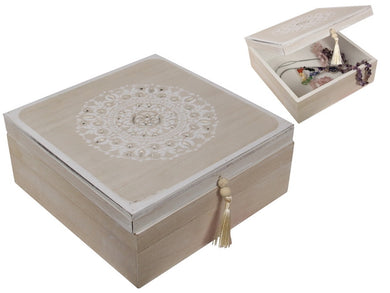 BoHo/Mandala White Jewellery Box with Tassel