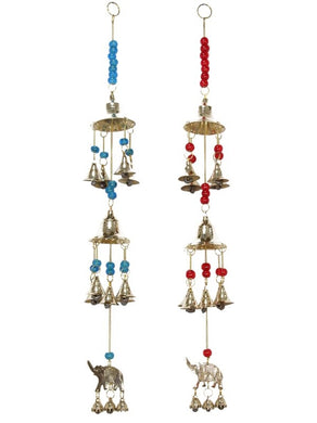 Brass Asian Elephant with Bells & Beads Wind Chime - My Wish List Gifts