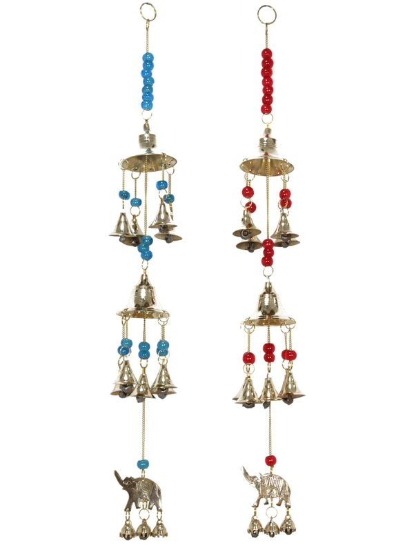 Brass Asian Elephant with Bells & Beads Wind Chime - My Wish List Gifts