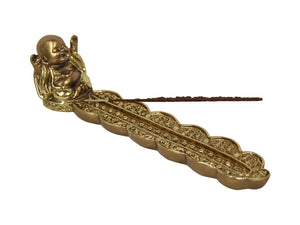 Gold Happy Buddha Design Incense Burner - My Wish List Gifts