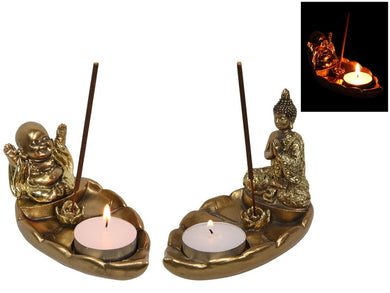 Gold Happy Buuddha/Rula Buddha Incense Holder