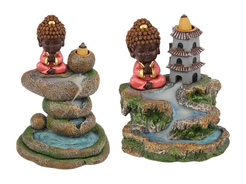 Buddha Meditating Waterfall Backflow Incense Burner