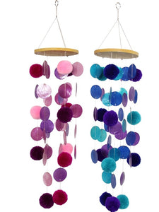 Colour Capiz Shell Pom Pom Mobile/Wind Chime