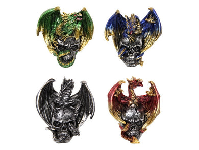 Colourful Dragon with Wings Spread on Skull Head - My Wish List Gifts