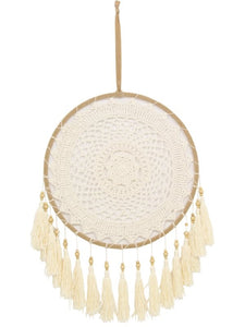 White Crochet Design Dream Catcher with Tassles & Beads - My Wish List Gifts