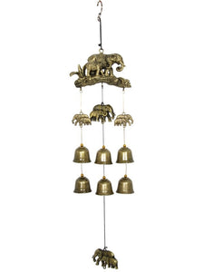 Brass Elephant Family & Six Bells Wind Chime - My Wish List Gifts