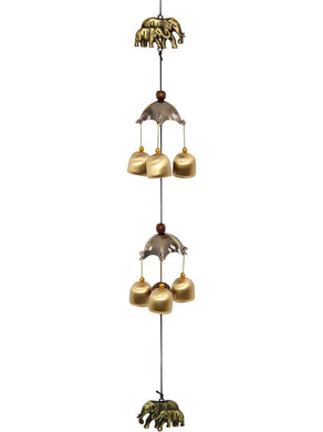 Brass Elephant & Six Bells Wind Chime