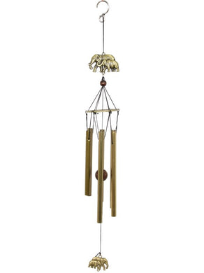 Brass Elephants & Lucky Chinese Coin Wind Chime - My Wish List Gifts