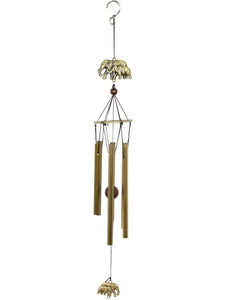 Brass Elephants & Lucky Chinese Coin Wind Chime - My Wish List Gifts