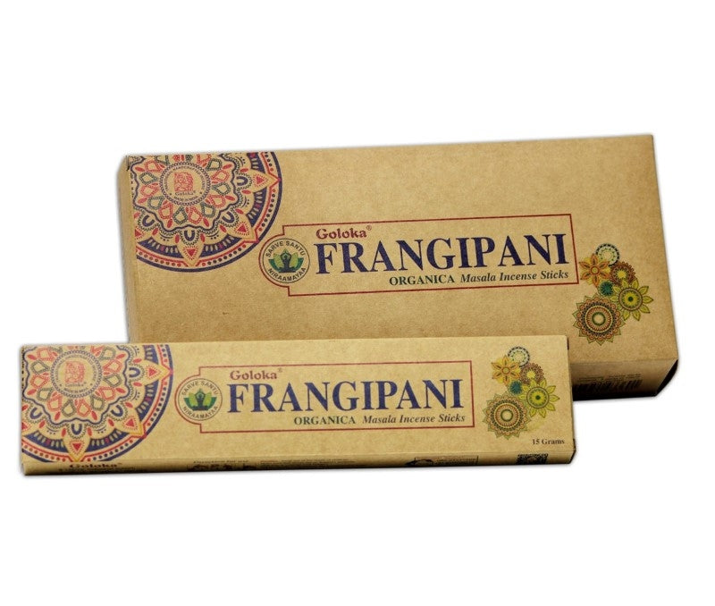 Goloka Organic Frangipani Natural Masala Incense Sticks (15gm) Packet - My Wish List Gifts