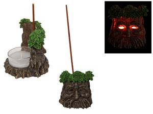 Green Tree Man Candle Holder and Incense Burner