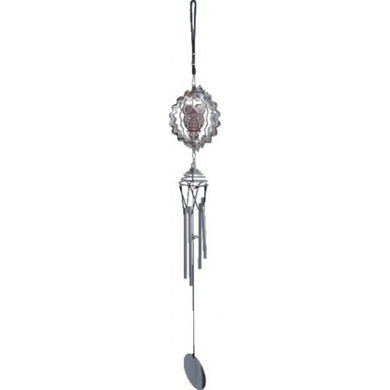 Silver Metal Owl & Mandala Design Wind Chime - My Wish List Gifts