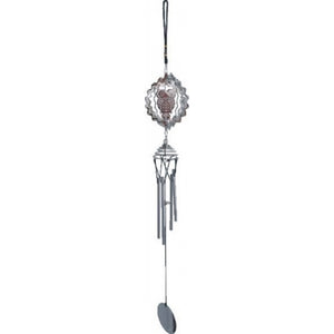 Silver Metal Owl & Mandala Design Wind Chime - My Wish List Gifts