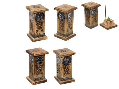 Standing Wooden Incense & Cone Burner Tower Small