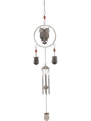 Metal Owl in Ring Mandala Wind Chime