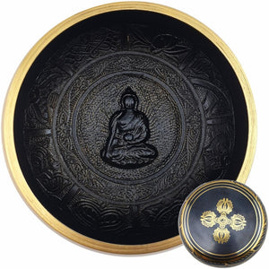 Balck and Gold Buddha Brass Hand Tuned Tibetan Singing Bowl