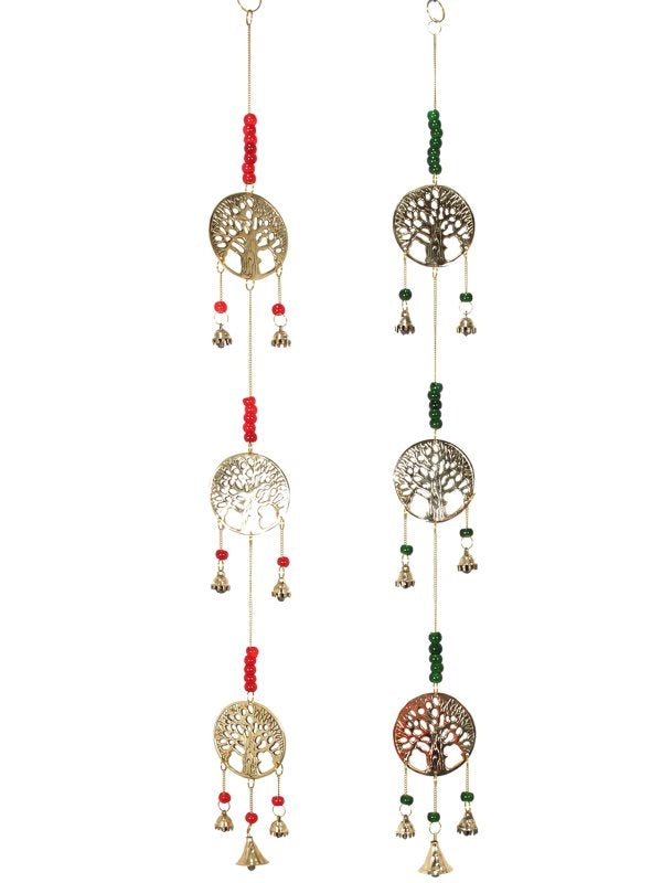 Brass Triple Tree of Life with Bells & Beads Wind Chime - My Wish List Gifts