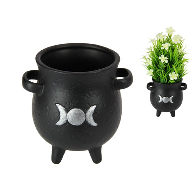 Witches Black Cauldron Tripple Moon Planter